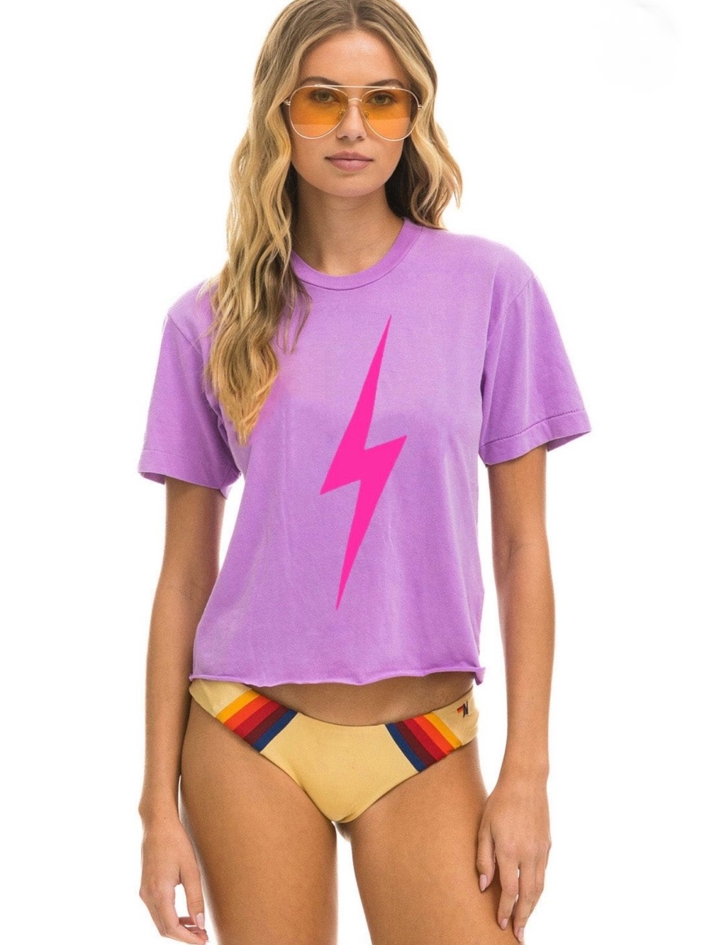 AVIATOR NATION BOLT BOYFRIEND TEE - NEON PURPLE // NEON PINK -  SIZE XL 💜🩷
